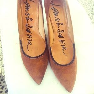 Lanvin Brown Suede And Leather Pointed Pumps SZ 39